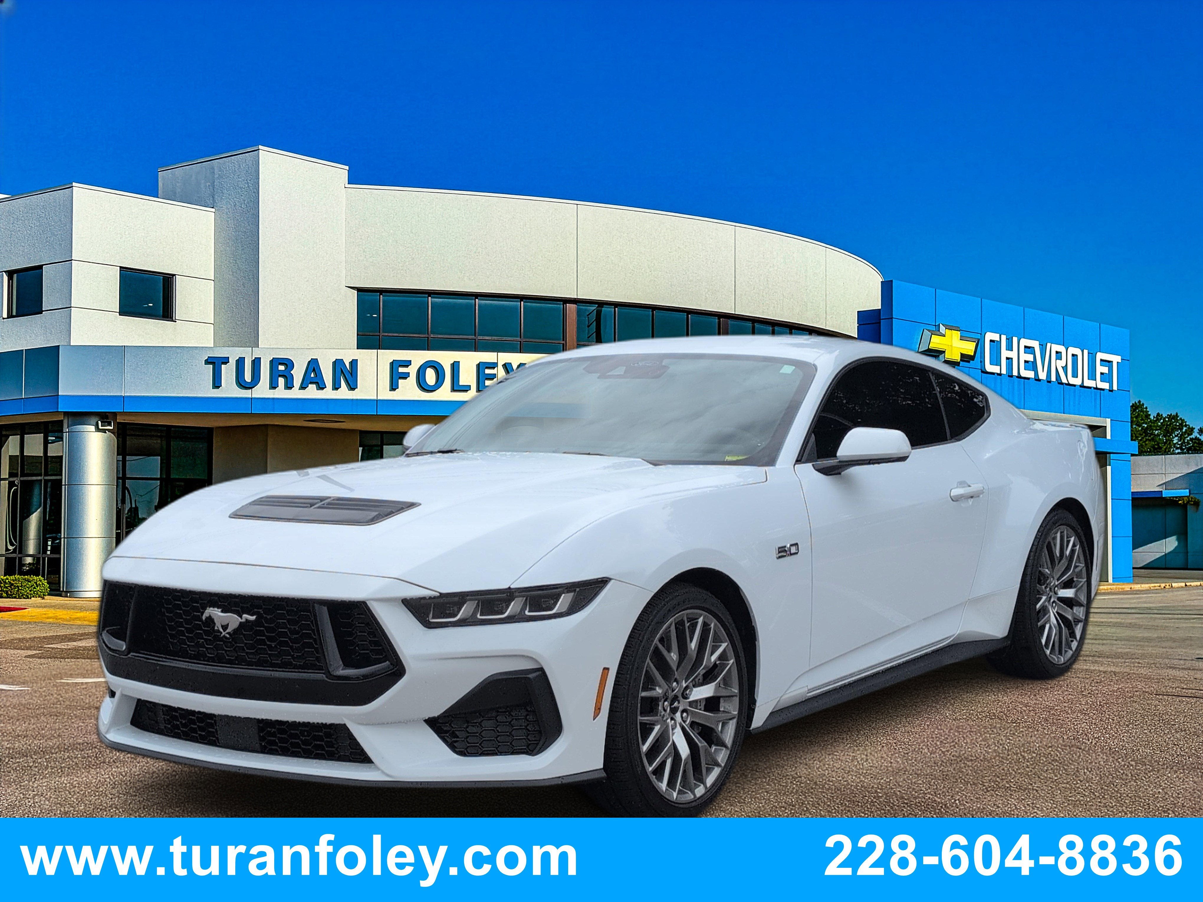 2024 Ford Mustang GT Premium Fastback in White — front three-quarter view