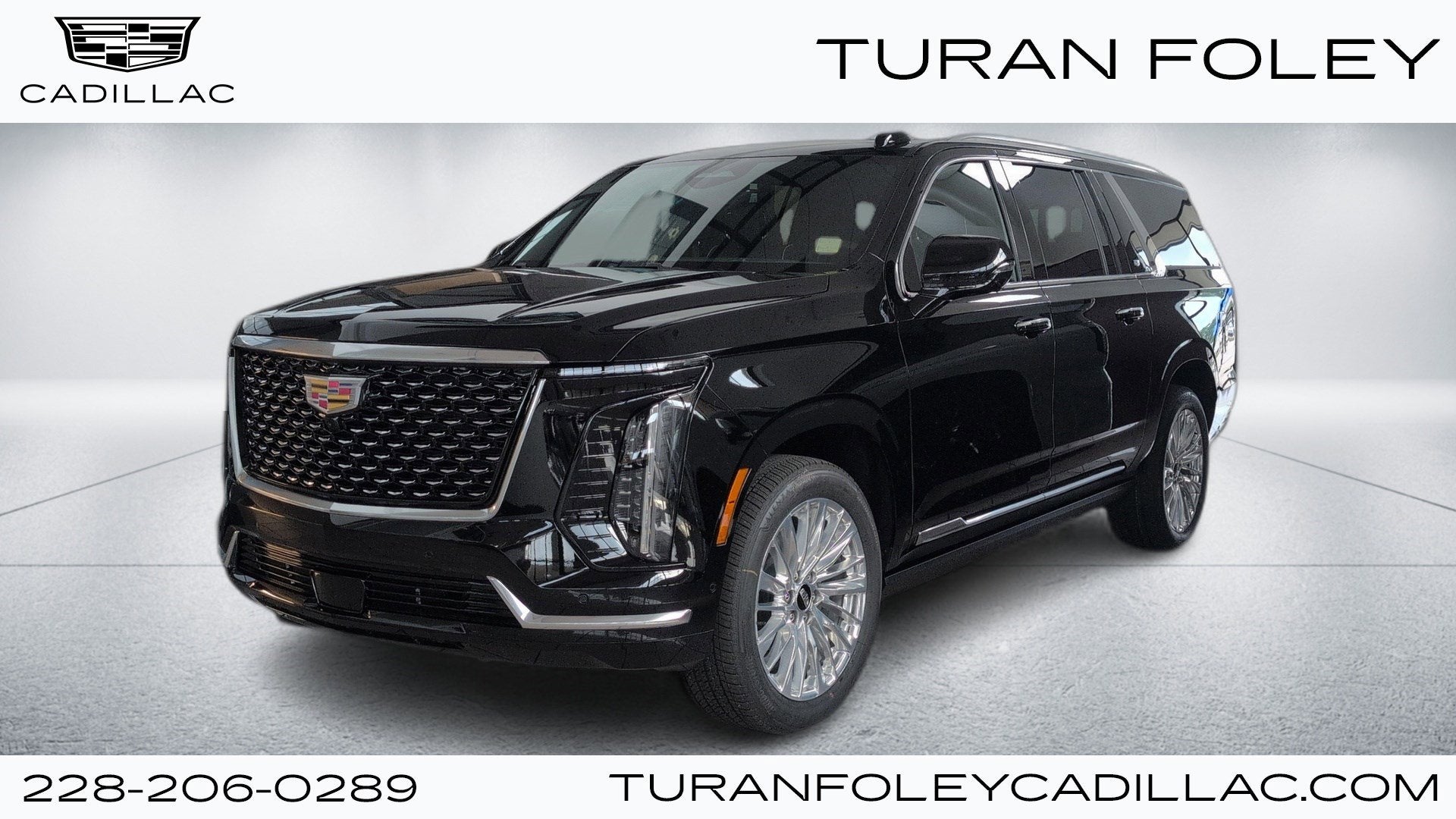 2026 Cadillac Escalade ESV Luxury in Black Raven — front three-quarter view